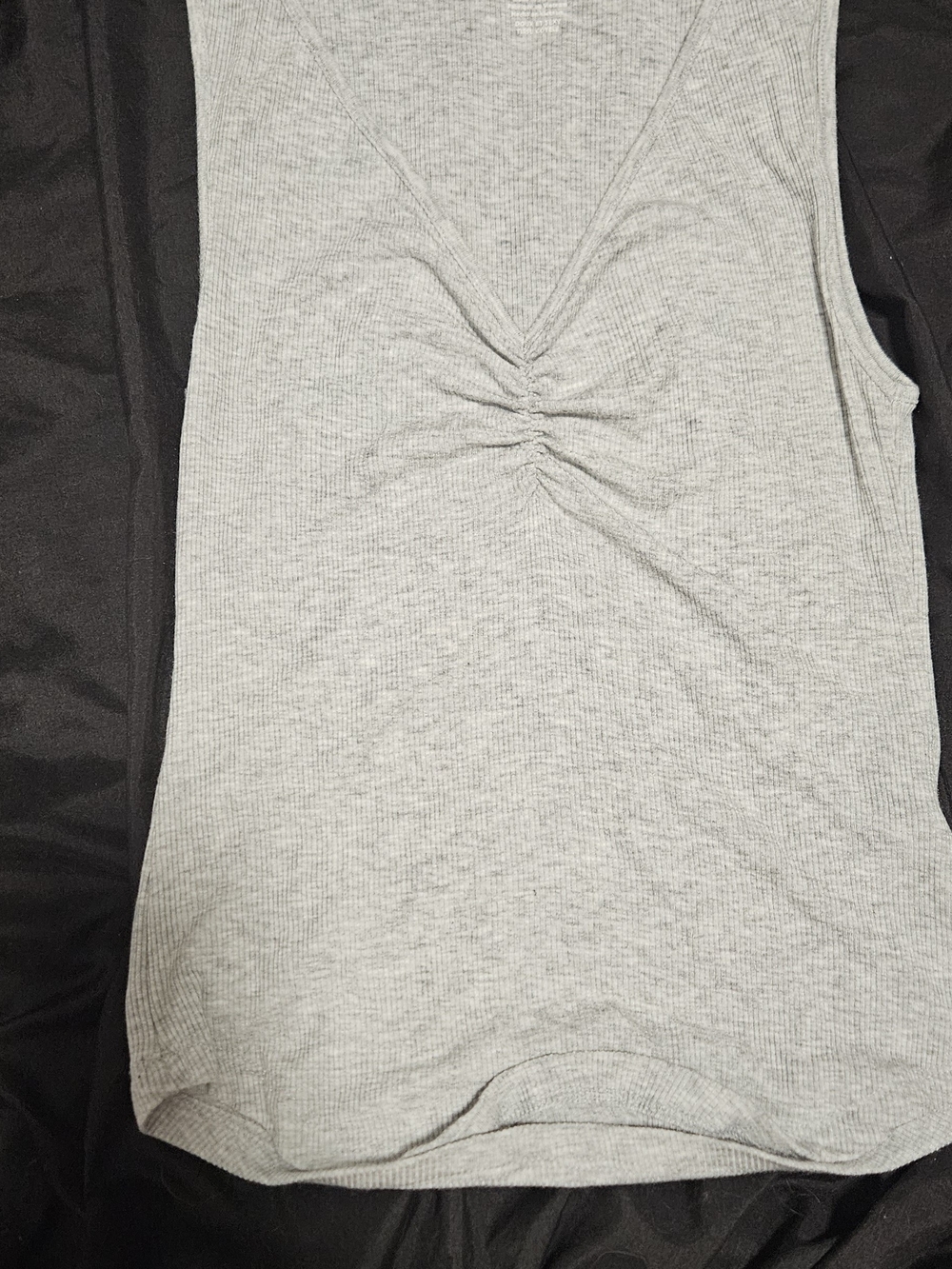 American Eagle Outfitters Light Gray Ribbed V-Neck Tank with Front Twist